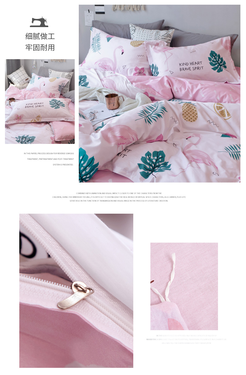 Bông denim bông dệt giường ngủ ở một gia đình bốn chăn mền mùa xuân tấm kép lắp - Bộ đồ giường bốn mảnh gối chăn