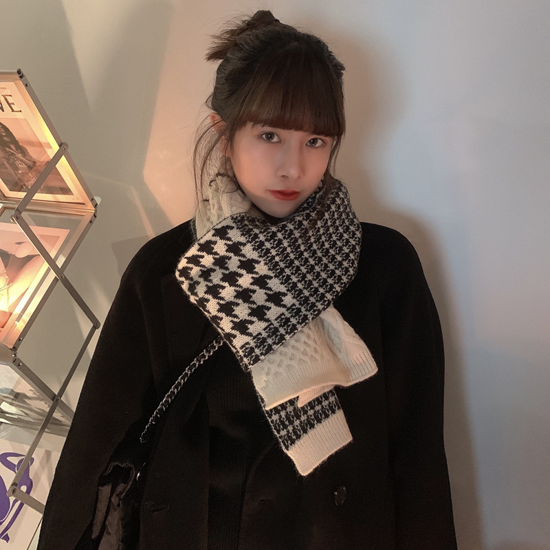 Civen & Kivan bifacial collared Thousand-bird lattice scarves winter retro 100 hitch warm long version of wool wire perfuge