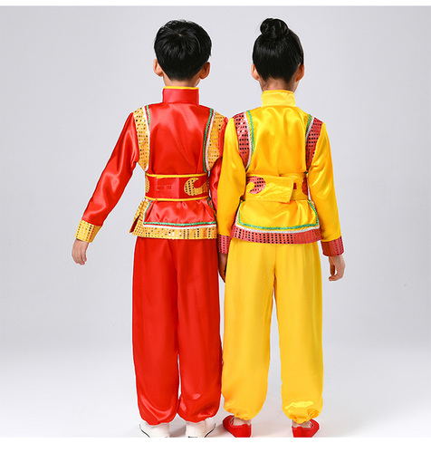 Children's martial arts performance Costume New Year's day Chinese knot Yangko costume waist drum costume dance performance Costume