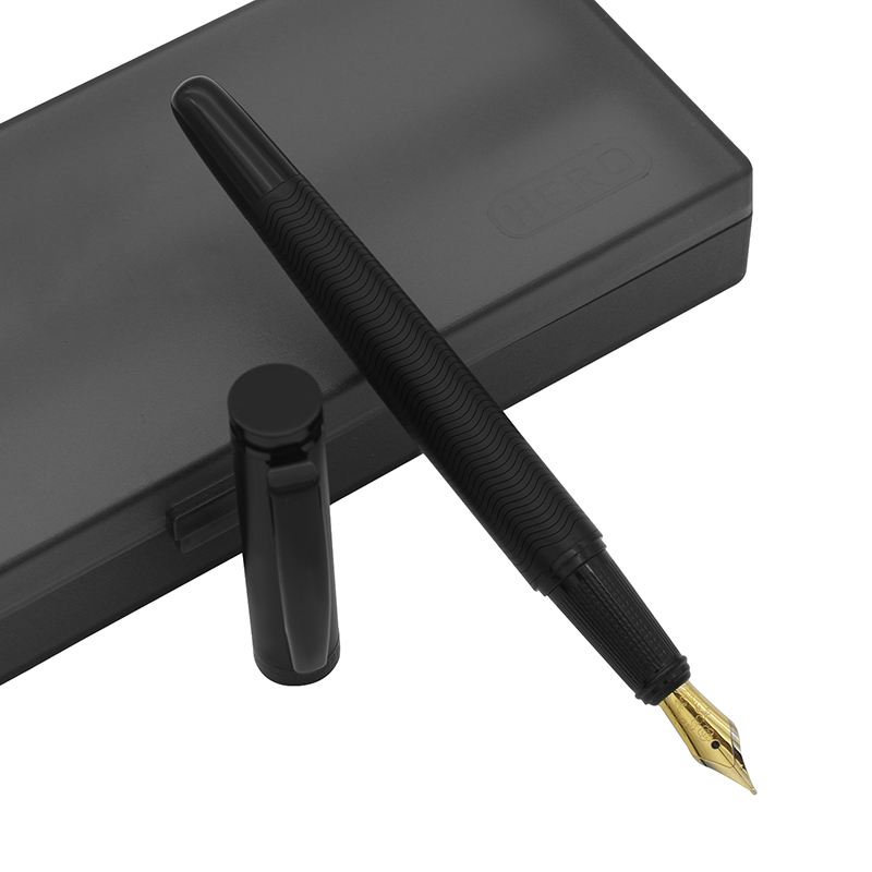 HERO Hero Official Flagship Store Pen 737 Ex Gold Pen Frosted Black Thread Pen Rod Official Adult Business Writing Calligraphy Brush Large Minim 0 5mm Business Office Gift Box Dress