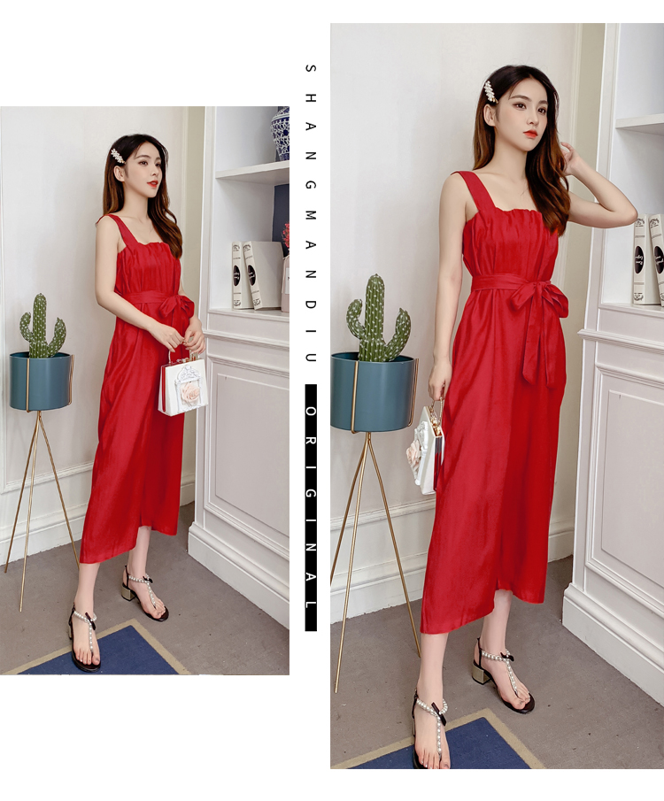 VK旗艦店 韓系雪紡吊帶寬鬆寬口連身褲套裝無袖褲裝