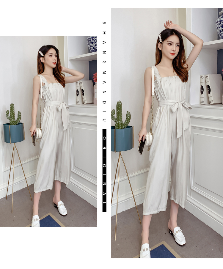 VK旗艦店 韓系雪紡吊帶寬鬆寬口連身褲套裝無袖褲裝