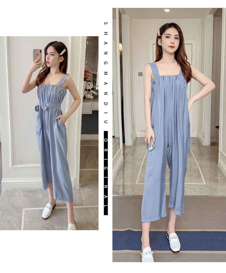 VK旗艦店 韓系雪紡吊帶寬鬆寬口連身褲套裝無袖褲裝