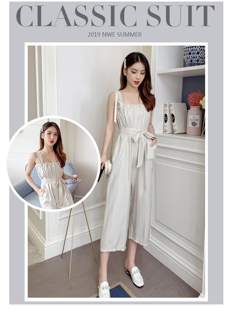 VK旗艦店 韓系雪紡吊帶寬鬆寬口連身褲套裝無袖褲裝