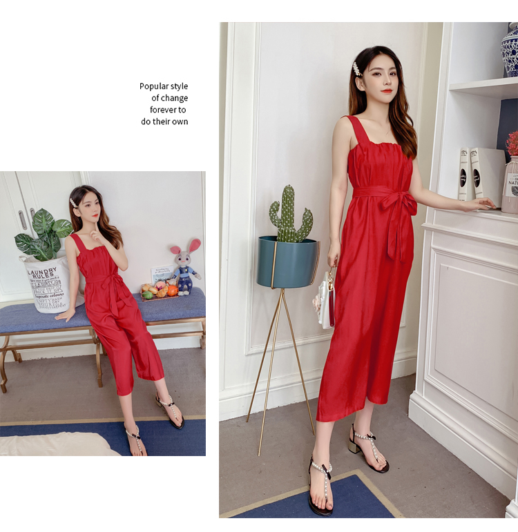 VK旗艦店 韓系雪紡吊帶寬鬆寬口連身褲套裝無袖褲裝