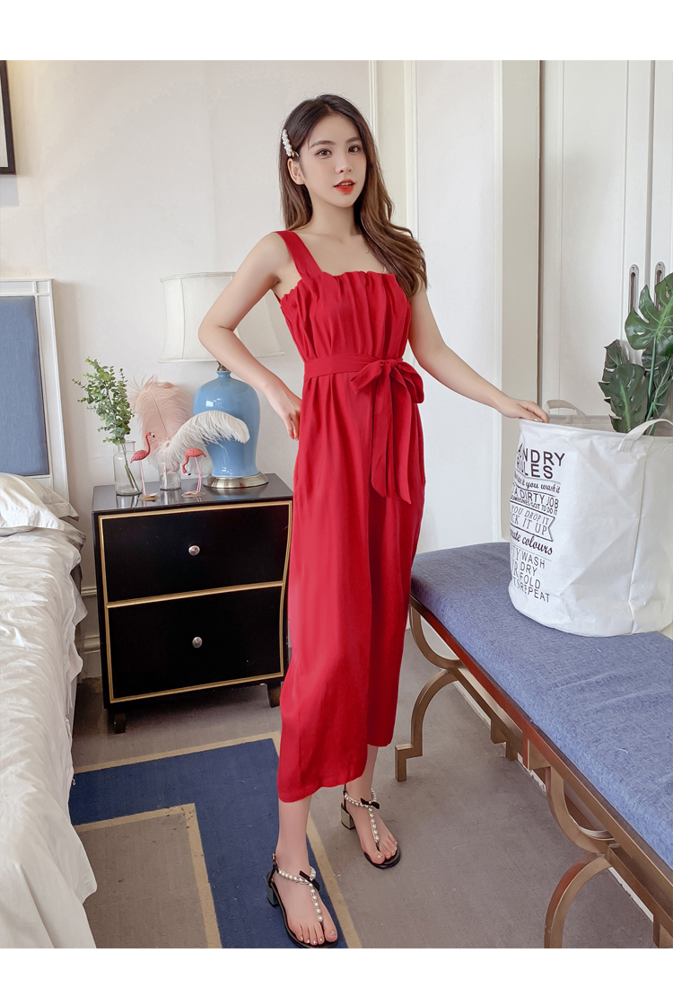 VK旗艦店 韓系雪紡吊帶寬鬆寬口連身褲套裝無袖褲裝