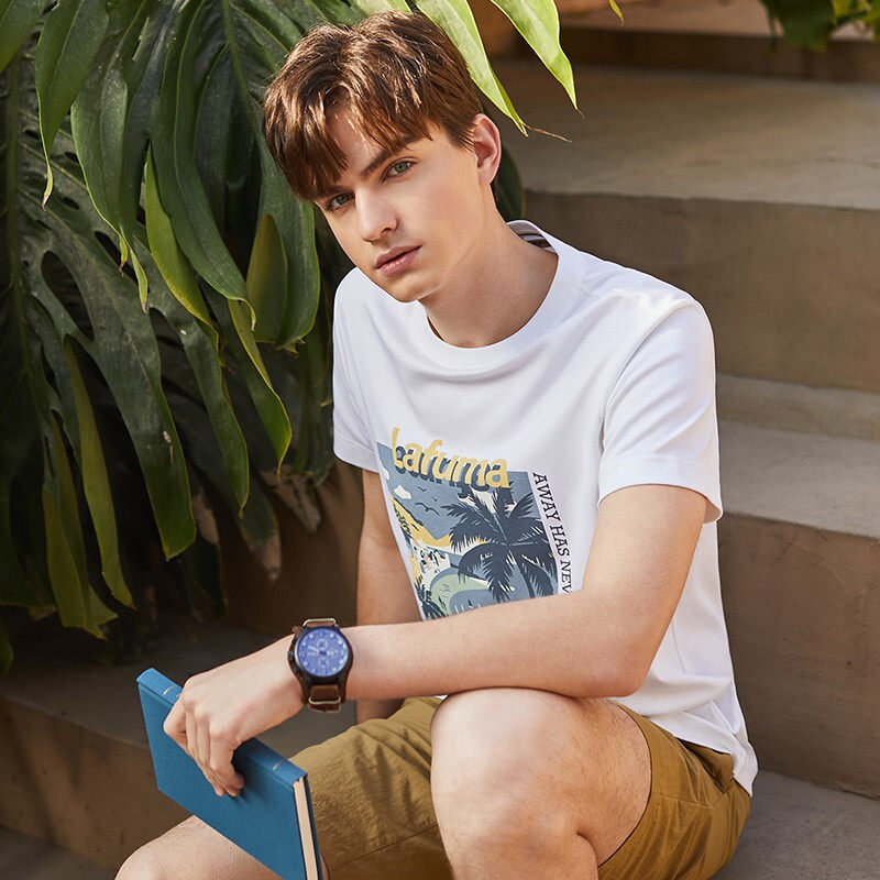 LAFUMA Le Feiye short-sleeved men's 21 new summer outdoor loose printed cotton T-shirt men LMTS1BS68
