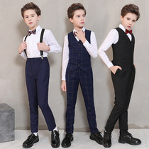 Boys dress childrens vest strap trousers boy performance host birthday flower childrens dress male spring and autumn clothes