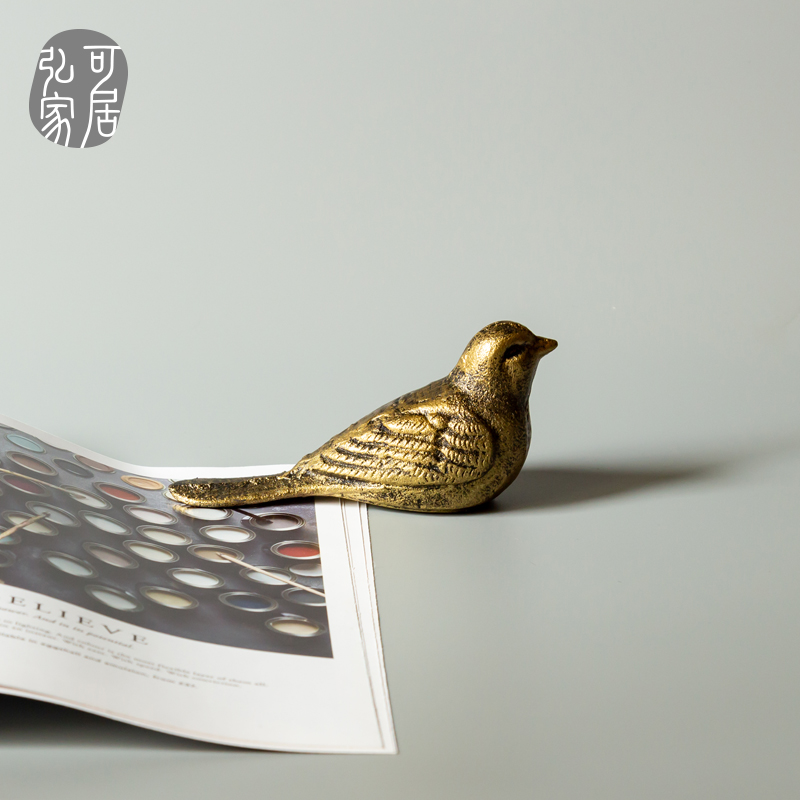 Cast-iron Wenfang Four Treasure Town Paper Little Bird Student Town Ruler Press Calligraphy Paper Creative Positive Ruler Book House Book Town Home Swing