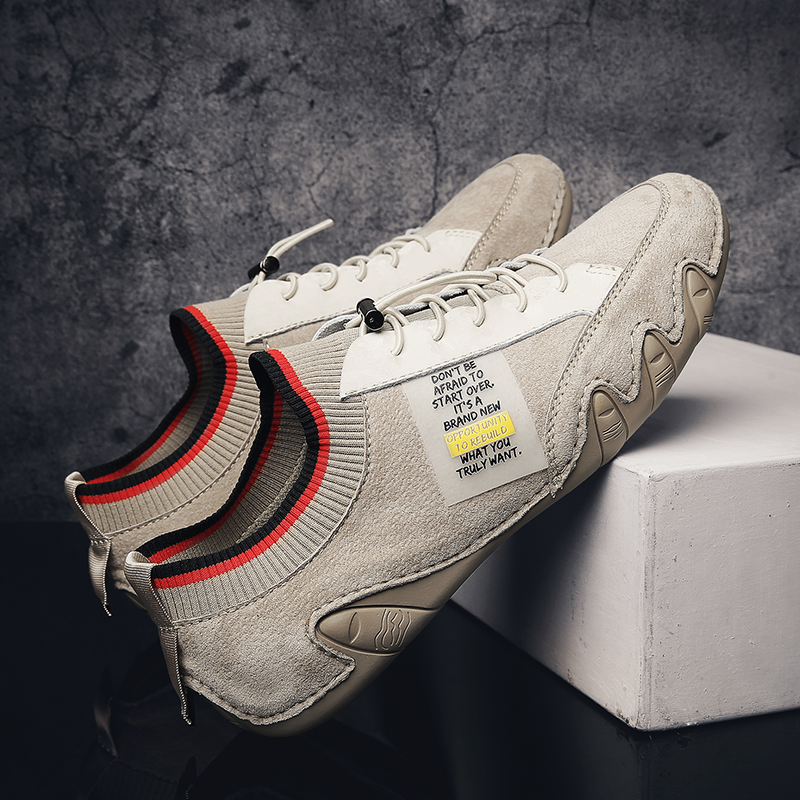 Spring men's shoes breathable 2022 new trendy shoes men's casual shoes all-match leather shoes men's leather lazy beanie shoes men