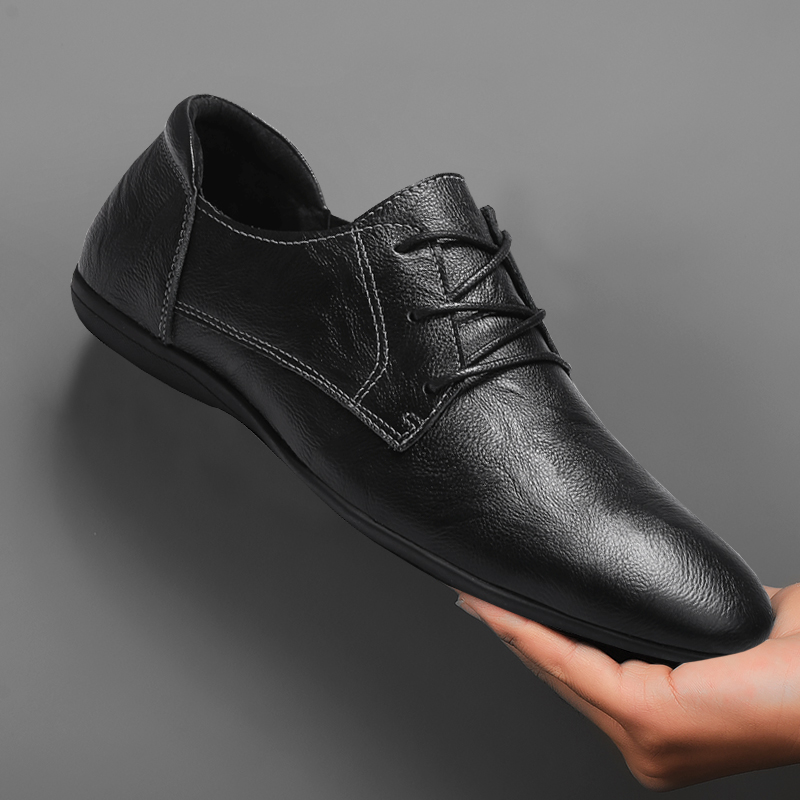 Leather shoes men 2022 spring new Korean version of men's shoes British leather versatile breathable trend business casual shoes men