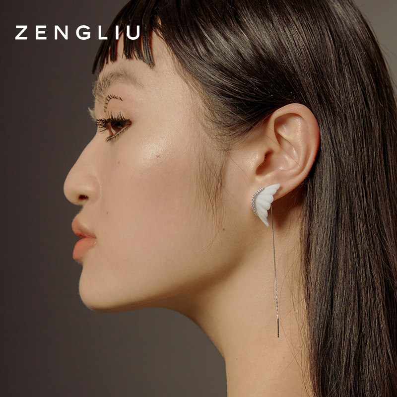 ZENGLIU designer long atmospheric earrings women 2021 new fashion simple cold wind earrings silver needle earrings
