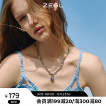 ZEGL retro rose block necklace female summer design sense temperament wild cold wind Net red pendant choker