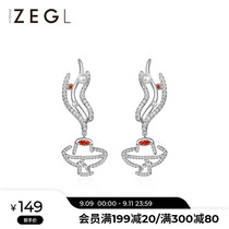 ZENGLIU designer Hollow hot pot earrings female 925 silver pin niche earrings long earrings personality design sense