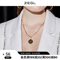 ZENGLIU round titanium steel necklace female ins cold wind choker tide simple round brand pendant Net red decorative chain