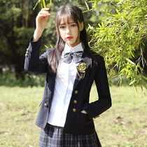 British style College style double-breasted small suit Korean version of womens small suit Girls college style school uniform Student uniform