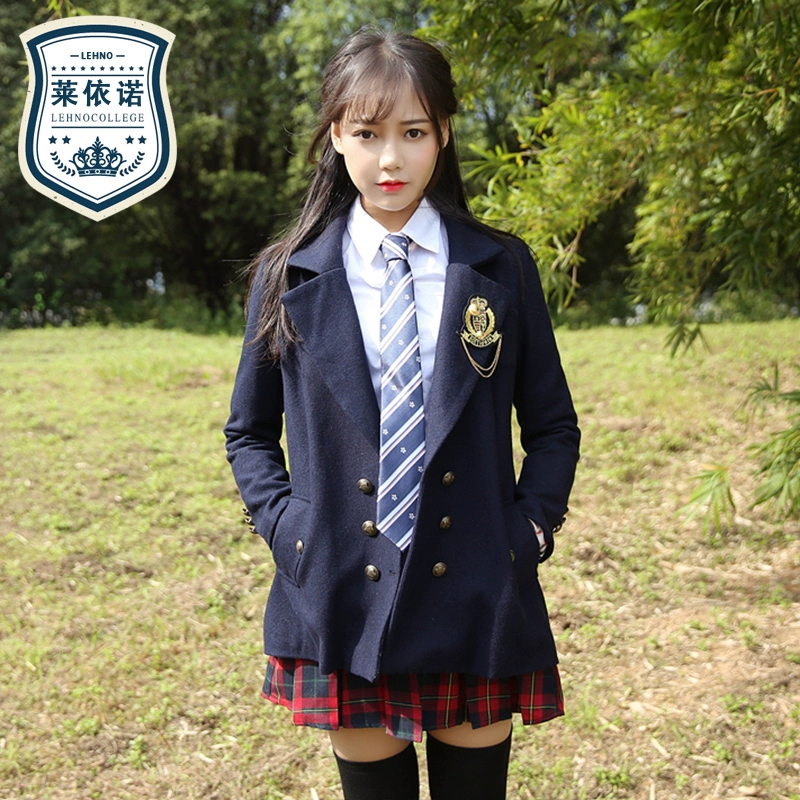 Mùa thu và mùa đông Phong cách Anh đại học gió len áo khoác đồng phục học sinh phù hợp với lớp đồng phục học sinh quần áo đồng phục Hàn Quốc quần áo nữ - Bộ đồ
