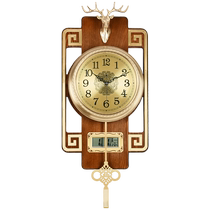 New Chinese Chinese calendar brass antique clock wall clock wall clock in the living room household fashion light luxury Chinese wind wall clock