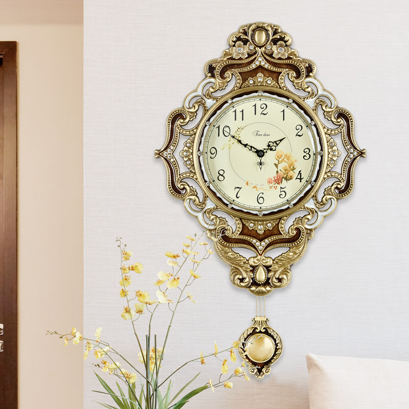 Nordic watch living room copper clock European clock household with light luxury minimal creative clock modern quartz clock wall watch