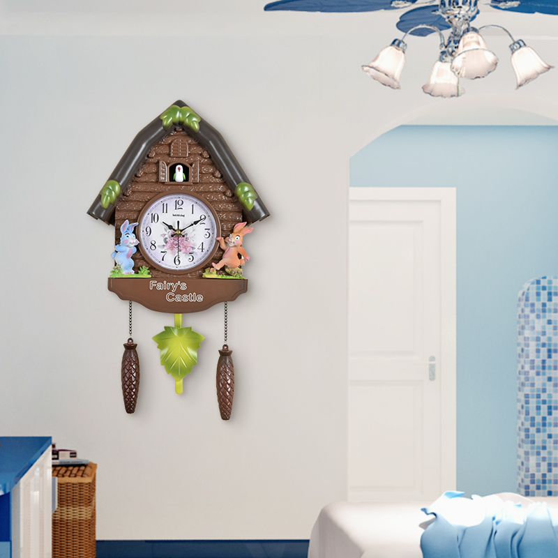 Cuckoo wall clock children's room clock personality bird chime clock bedroom creative simple fashion hanging watch