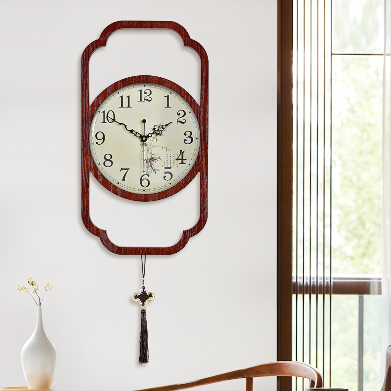 Retro New Chinese Living Room Hanging Bell China Wind Fields Park Clock Hang Watch Brief Decoration Watch And Watch Home Living Room Creativity