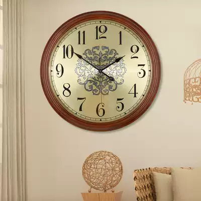 European-style living room large home wall clock creative atmospheric silent clock American light luxury decorative quartz clock