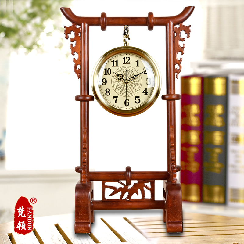 Chinese style watch swing piece seat clock living room large size desktop retro seat bell clock American muted pendulum clock decorated sitting clock