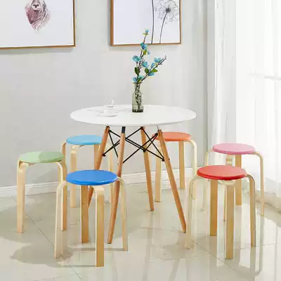Creative dining table stool household solid wood stool fashion simple living room small chair thickened adult dining chair modern minimalist
