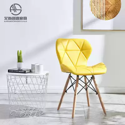 Net red chair ins Nordic Eames dressing home modern minimalist desk chair backrest dining chair solid wood stool