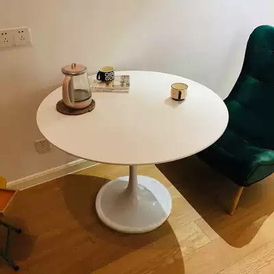 Nordic table Tulip table Household dining table White round table Modern minimalist negotiation business leisure dining table and chair combination