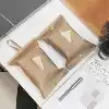 Brown super-soft leather tissue cover Kraft paper Metal accessories Light luxury tissue box Hanging tissue bag
