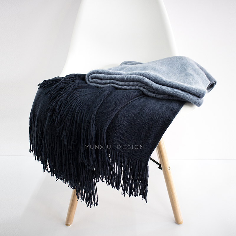Gradual color leisure blanket blue sofa scarf bed end towel curry gradient model room accessories