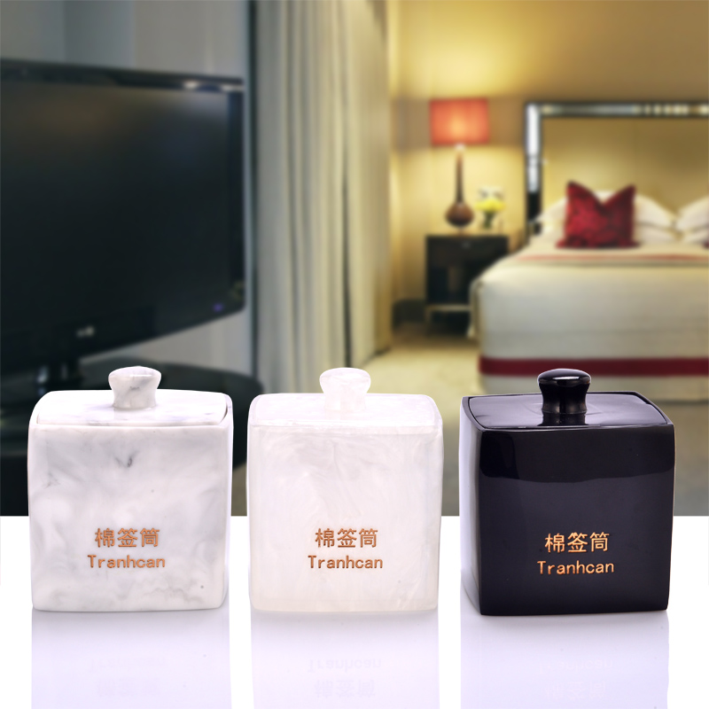 European cotton bar box creative resin cotton collection box New wedding gift resin wash cotton tooth box with lid