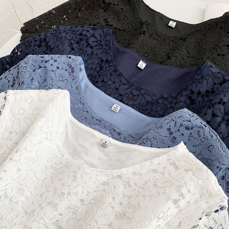 Factory Order! 2025 Summer New Style, Youthful and Age-Reducing Lace Crochet Casual Round Neck Short-Sleeve T-Shirt Top for Women