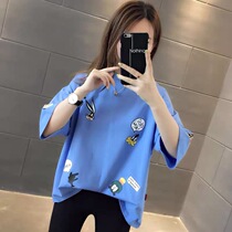 Summer pregnant womens short-sleeved t-shirt womens 2021 new loose ins tide net red pure cotton pregnant womens top half-sleeved body top