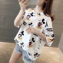 Pregnant womens tops summer out fashion loose cotton short-sleeved t-shirt hot mom postpartum pregnant womens clothes summer clothes