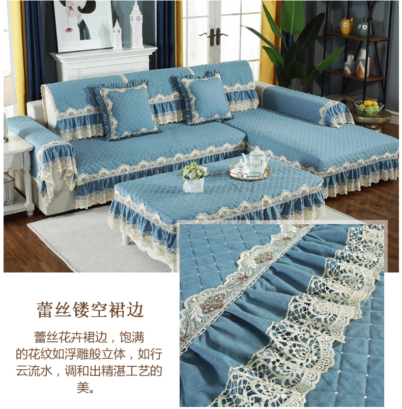 Sofa đệm bốn mùa phổ vải Bắc Âu trượt đơn giản hiện đại đệm bao gồm tất cả bao gồm phổ quát sofa tùy chỉnh - Ghế đệm / đệm Sofa bộ thảm trải ghế gỗ cao cấp dày không trơn