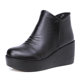 Dianzhu 2024 spring new women's shoes thick-soled short boots high-heel wedge heelsສະດວກສະບາຍ round-toe single boots women's platform boots