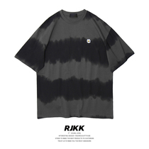 Gradient tie-dye T-shirt Mens ins Japanese street trend brand loose hip-hop half-sleeved tee couple pure cotton casual short-sleeved l