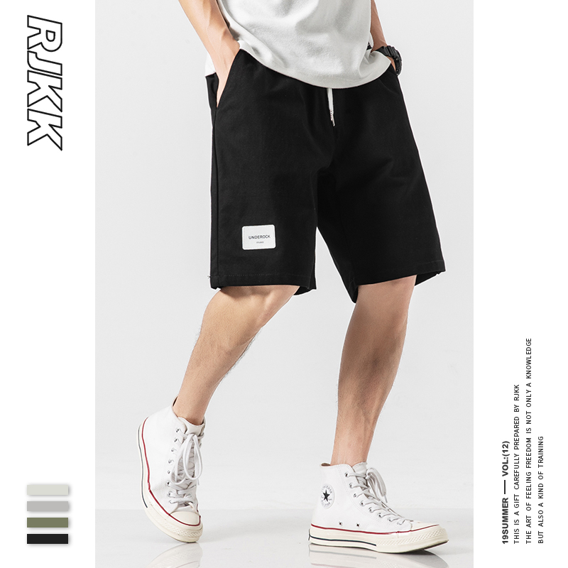 Summer loose and versatile casual shorts men's fashion brand boys Japanese Harajuku style tooling pure cotton sports five-point pants