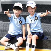 Kindergarten garden clothes summer short-sleeved class uniforms for primary school uniforms cotton sets British mens and womens sportswear