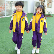 Kindergarten Garden clothes autumn and winter clothing with three sets of elementary school childrens school uniforms Three-in-one childrens class clothes anti-chilling suit