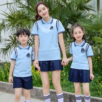 College Wind Sky Blue School Uniforms Elementary School Students Class Clothes Summer Clothes Sportswear Teacher Clothes Kindergarten Garden Clothes Pure Cotton Suit