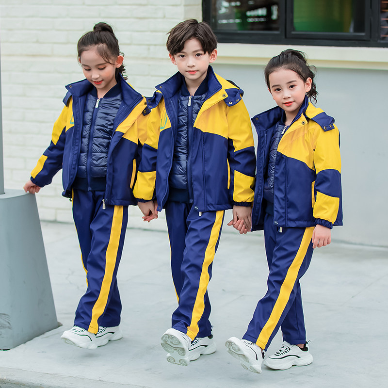 Kindergarten uniform autumn children's winter assault clothing elementary and middle school students school uniform winter three-piece three-in-one suit