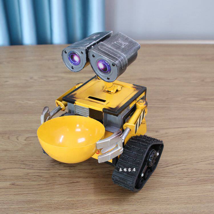 Wali Robot Retro Iron Art Model Decoration Furnishing Iron Sheet Creativity Craft Gift Pendulum to Deposit Money Barrel Gift Hem