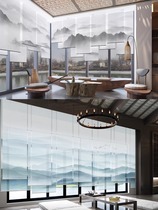 New Chinese style hanging curtain screen soft partition pull curtain roller blind living room electric lift blackout tea room curtain curtain