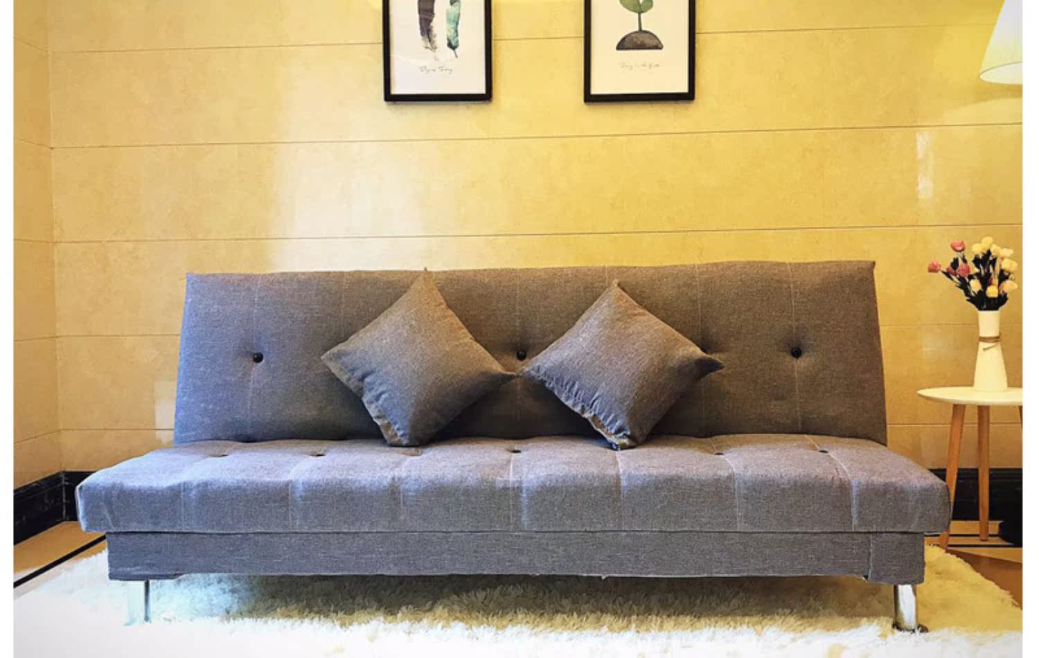 Sofa kích thước nhỏ 1,2 / 1,5 m 1,8 m có thể gập lại đơn giản đôi ba phòng khách học sofa - Ghế sô pha ghế sô pha gỗ