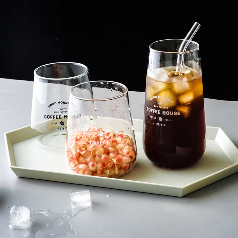 INS literary style English glass Drinking teacup Wine glass Juice cup High heat-resistant coffee cup Drink cup