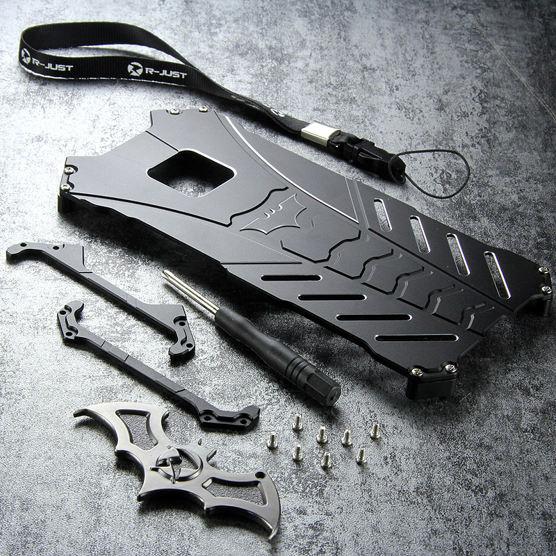 R-Just Batman Shockproof Aluminum Shell Metal Case with Custom Batarang Stent for Huawei Mate 20 Pro & Huawei Mate 20 & Huawei Mate 20 X