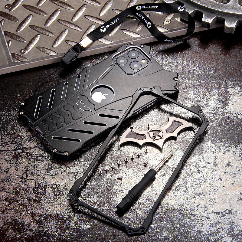 R-Just Batman Shockproof Aluminum Shell Metal Case with Custom Batarang Stent for Apple iPhone 11 Pro Max & iPhone 11 Pro & iPhone 11